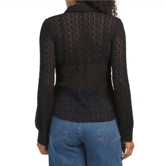 NEW WITH TAGS Greige Black Lace Button-Up Blouse. Size Medium - Picture 2 of 2